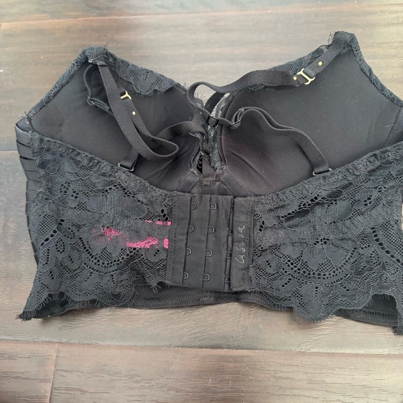 La Senza y2k Black Lace Bustier bling bondage strappy goth grunge fairy 32C - Picture 4 of 6